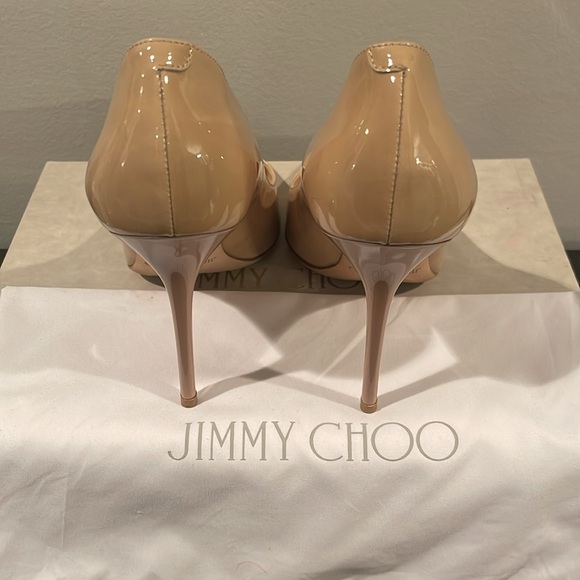 JIMMY CHOO Abel 100 Nude Patent Leather Pumps Size 10 1/2 (IT 40 1/2) - Picture 5 of 9